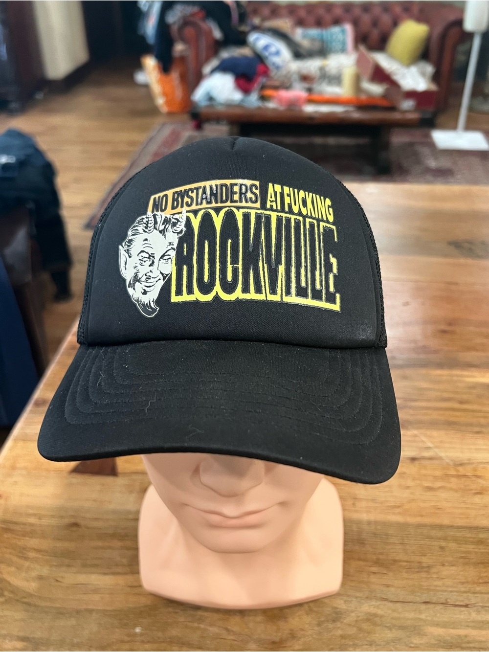 Rockville Daytona Beach Trucker Hat in Black with Yellow Logo